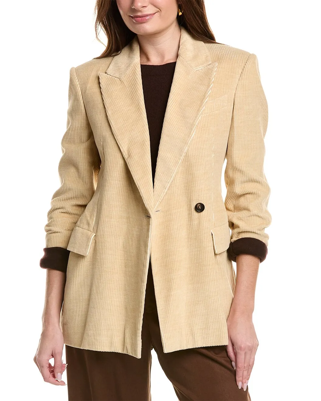 BRUNELLO CUCINELLI WOMEN'S BEIGE CORDUROY DOUBLE BREASTED BLAZER sold by Lord & Taylor