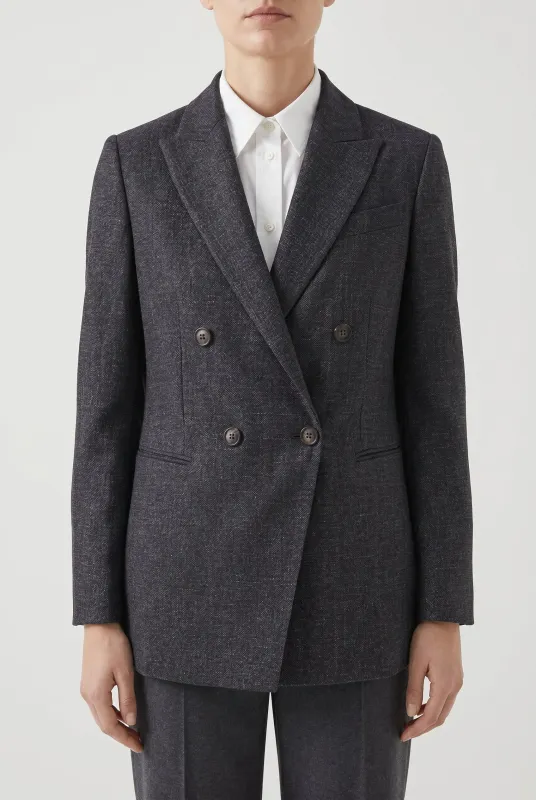 BRUNELLO CUCINELLI WOMEN'S DARK GREY DOUBLE BREASTED BLAZER made by Brunello Cucinelli