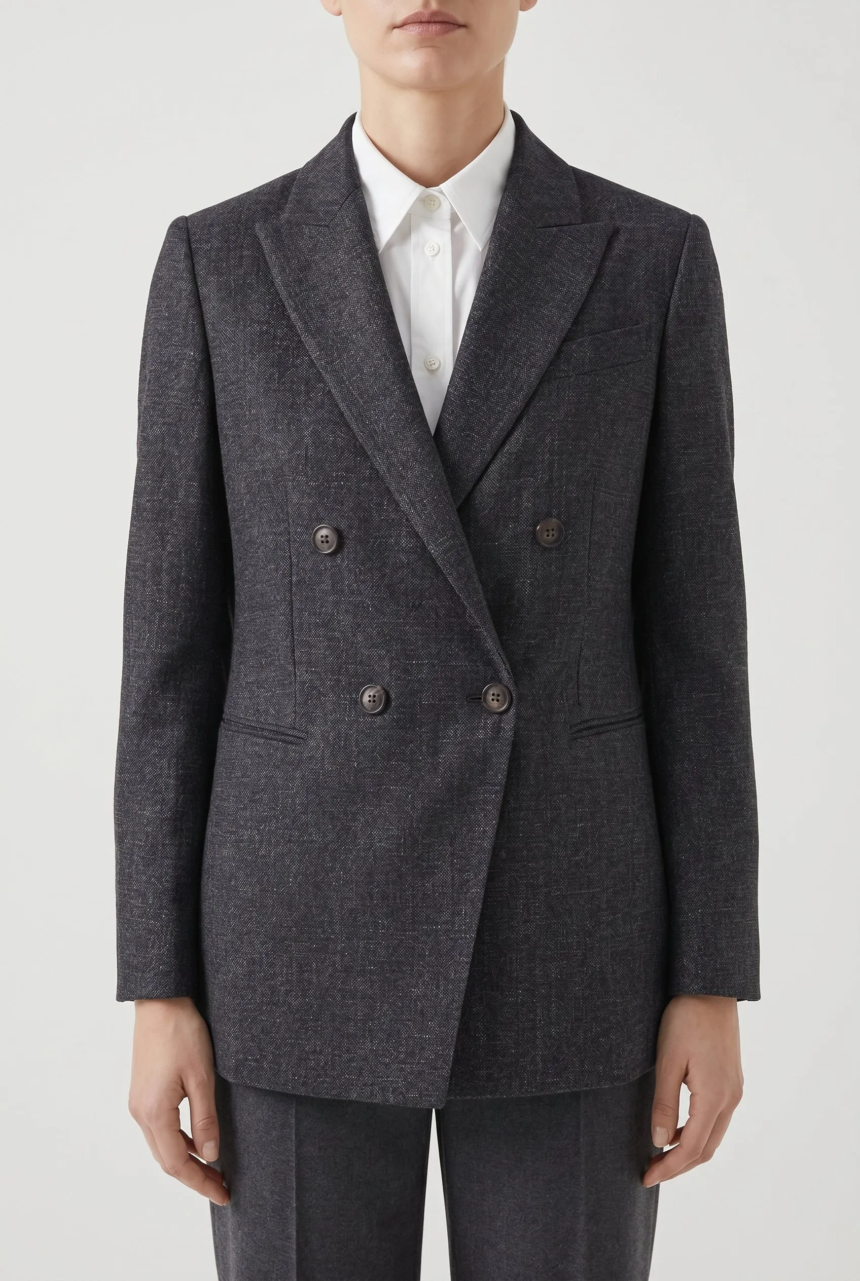 BRUNELLO CUCINELLI WOMEN'S DARK GREY DOUBLE BREASTED BLAZER sold by Lord & Taylor product image thumbnail 2