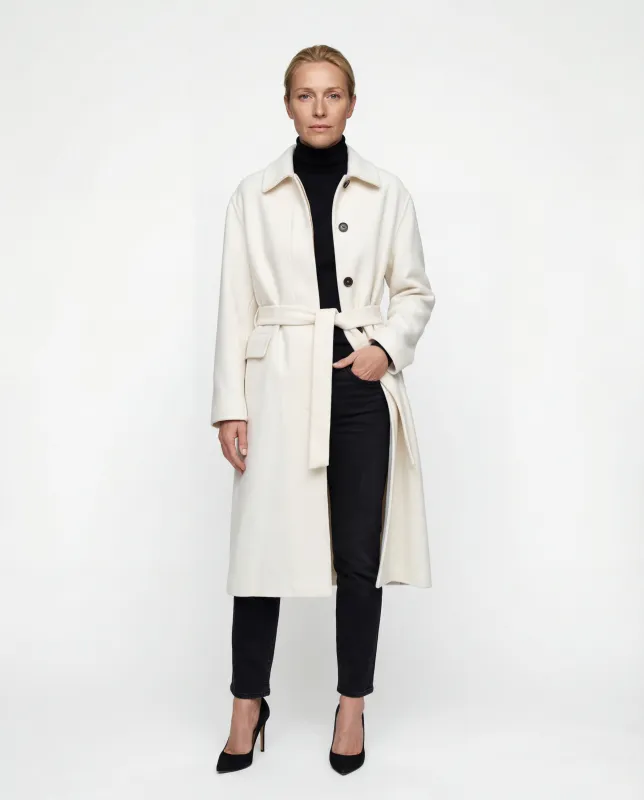 BRUNELLO CUCINELLI WOMEN'S OFF WHITE CASHMERE BELTED JACKET made by Brunello Cucinelli