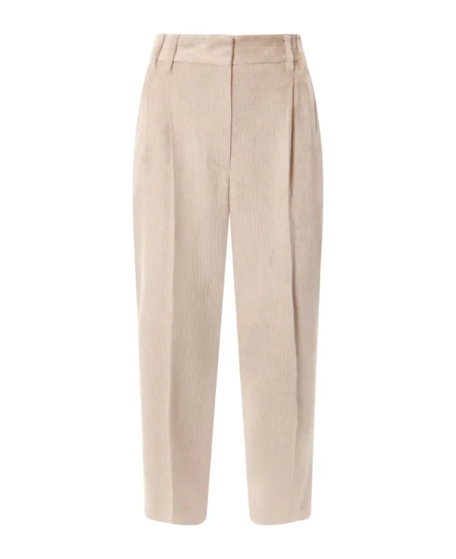 BRUNELLO CUCINELLI WOMEN'S LIGHT BEIGE PLEATED TROUSERS made by Brunello Cucinelli
