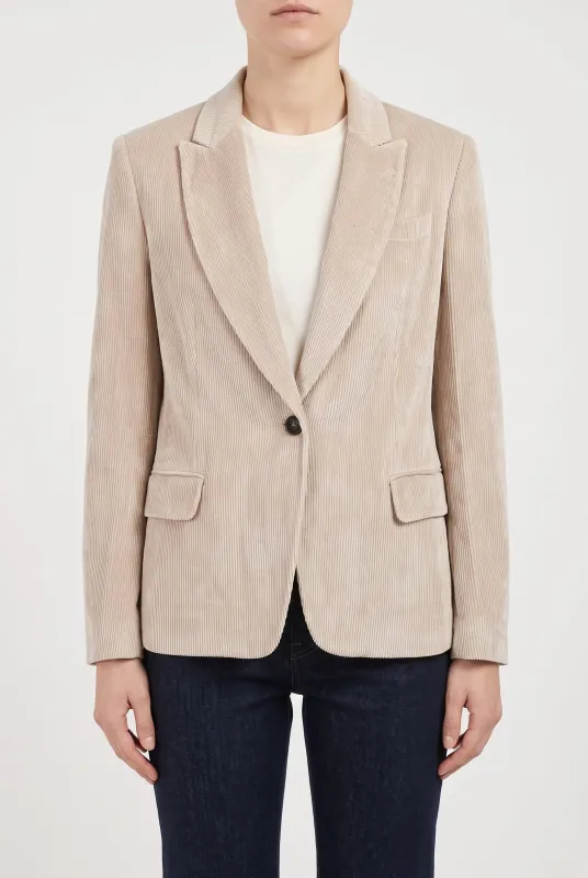 BRUNELLO CUCINELLI WOMEN'S BEIGE CASUAL CORDUROY JACKET made by Brunello Cucinelli
