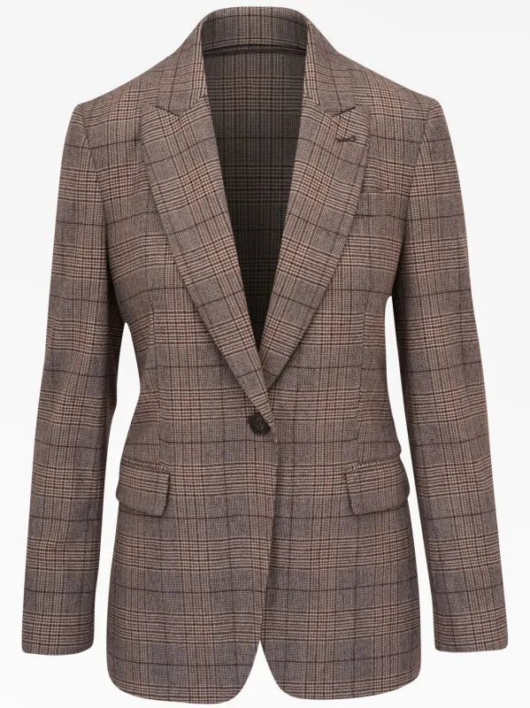 BRUNELLO CUCINELLI WOMEN'S BROWN WOOL BLEND TAILORED JACKET made by Brunello Cucinelli