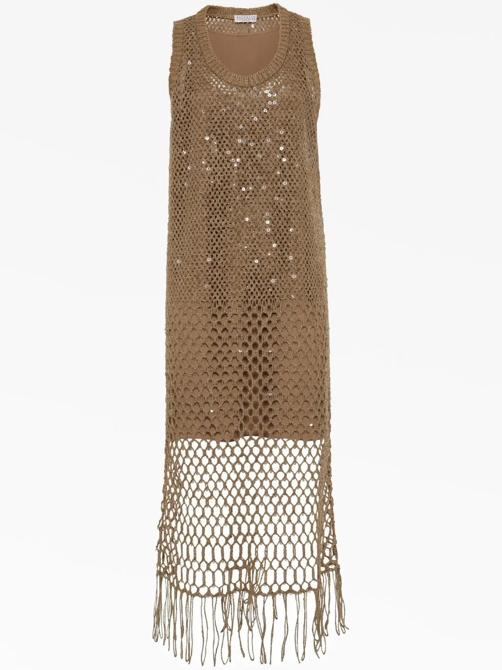 BRUNELLO CUCINELLI WOMEN'S FANGO SILK LINEN CROCHET DRESS WITH FRINGE sold by Lord & Taylor