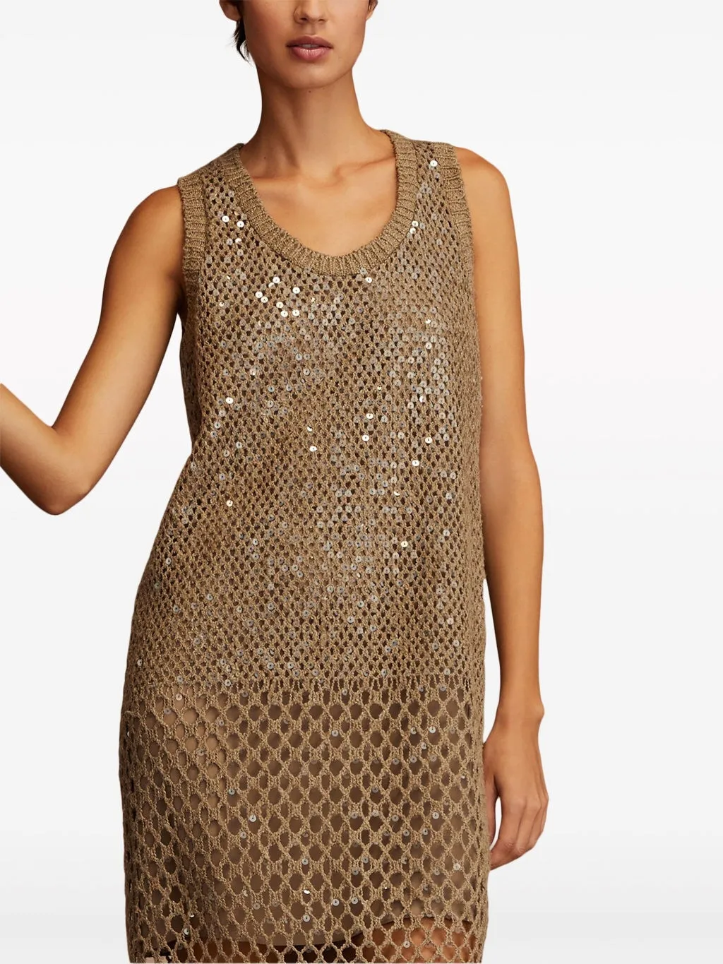 BRUNELLO CUCINELLI WOMEN'S FANGO SILK LINEN CROCHET DRESS WITH FRINGE sold by Lord & Taylor product image thumbnail 3