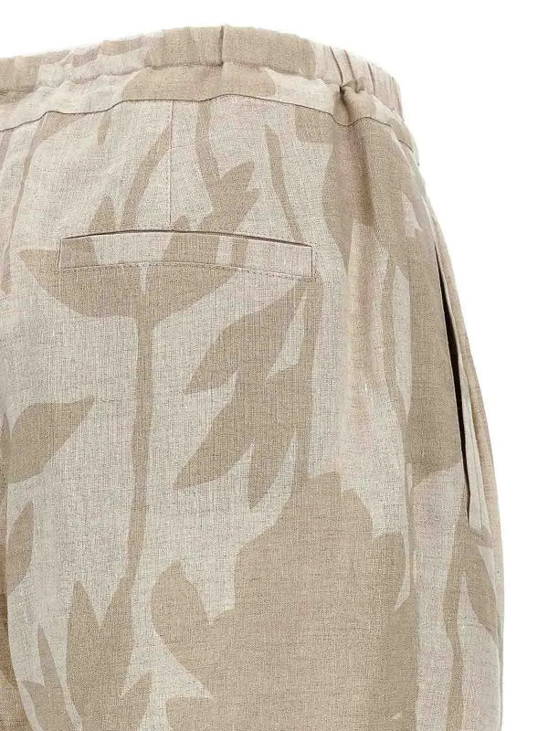 BRUNELLO CUCINELLI WOMEN'S NATURALE LINEN RELAXED FLORAL TROUSERS sold by Lord & Taylor product image thumbnail 3