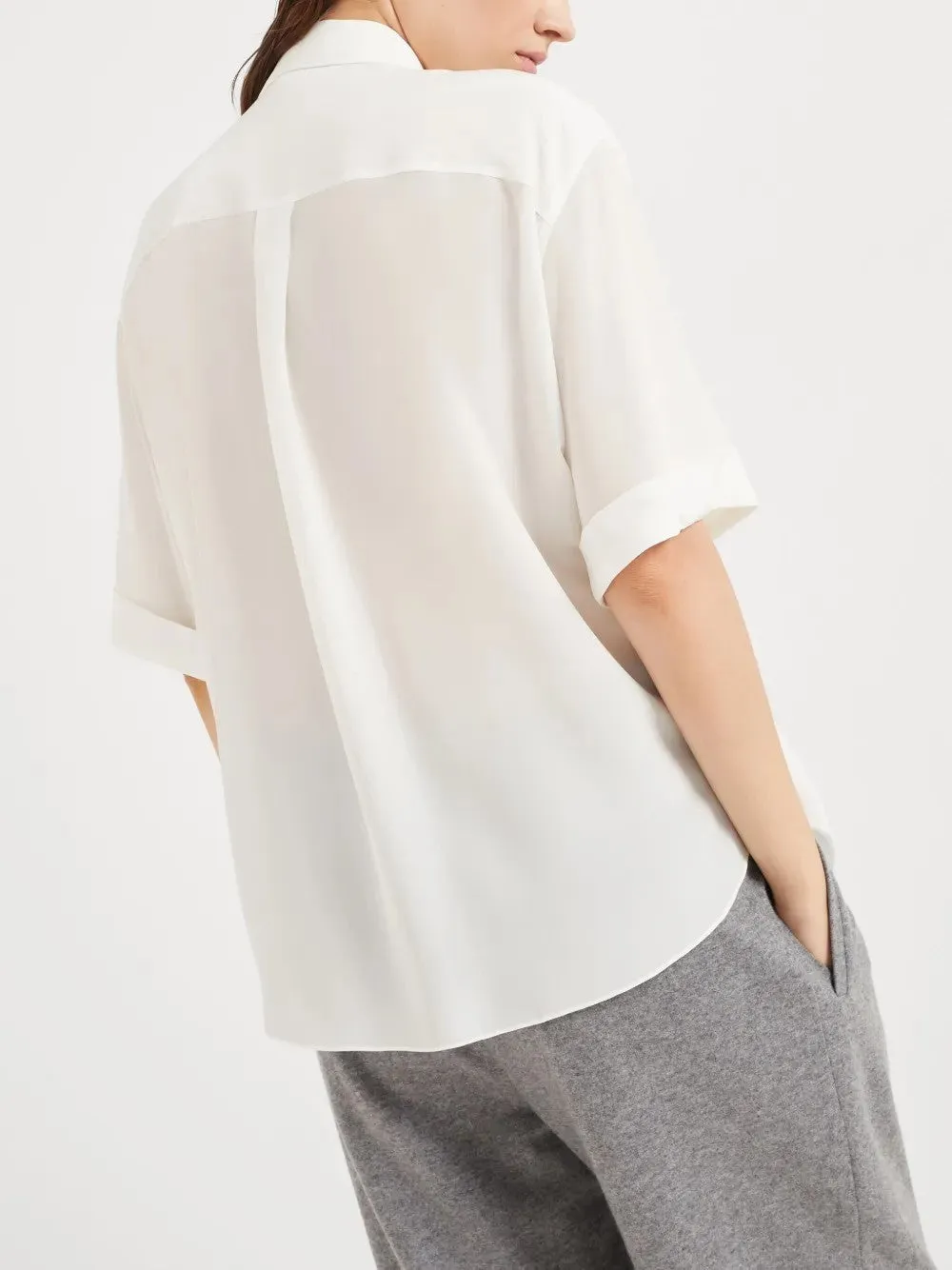 BRUNELLO CUCINELLI WOMEN'S NATURALE SILK SHORT SLEEVE SHIRT sold by Lord & Taylor product image thumbnail 3