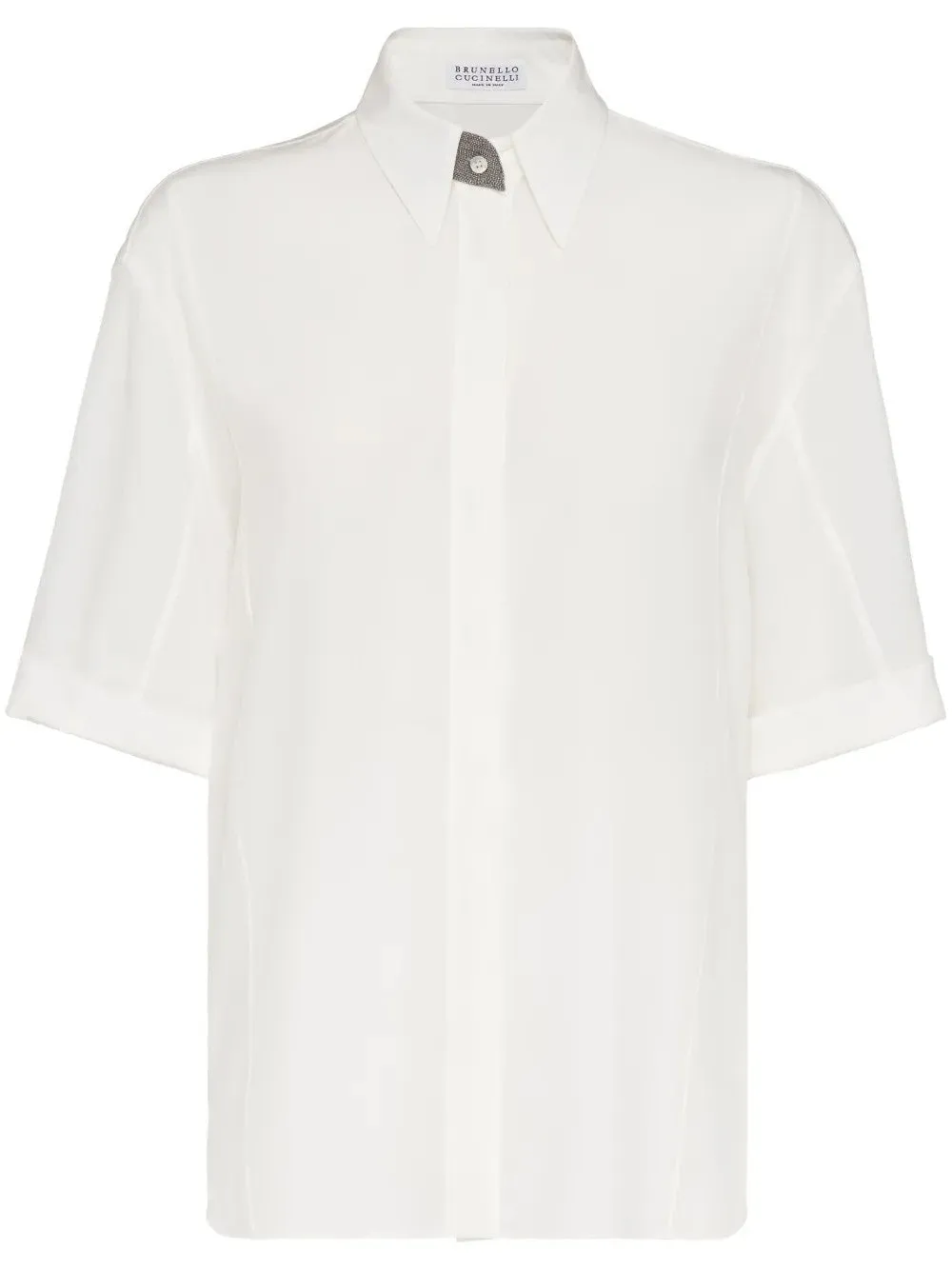 BRUNELLO CUCINELLI WOMEN'S NATURALE SILK SHORT SLEEVE SHIRT sold by Lord & Taylor