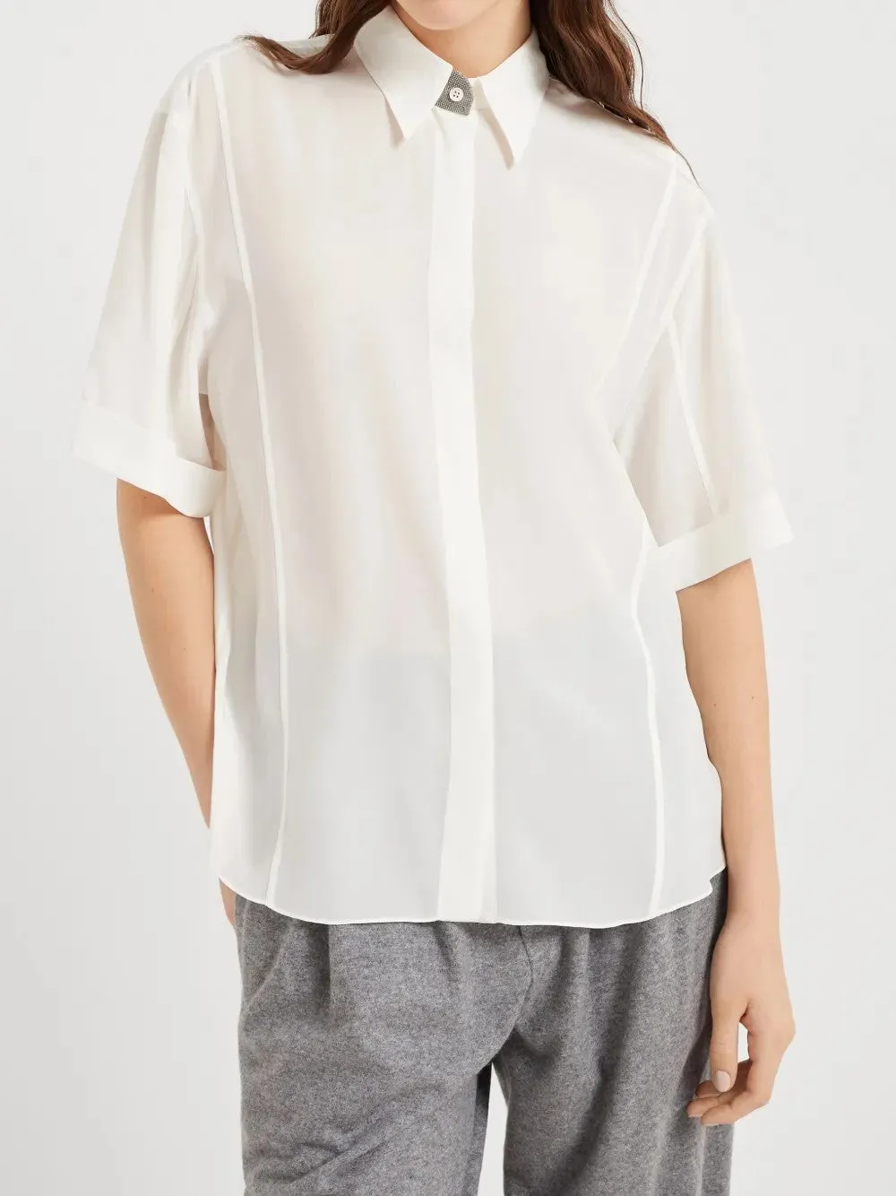 BRUNELLO CUCINELLI WOMEN'S NATURALE SILK SHORT SLEEVE SHIRT sold by Lord & Taylor product image thumbnail 2