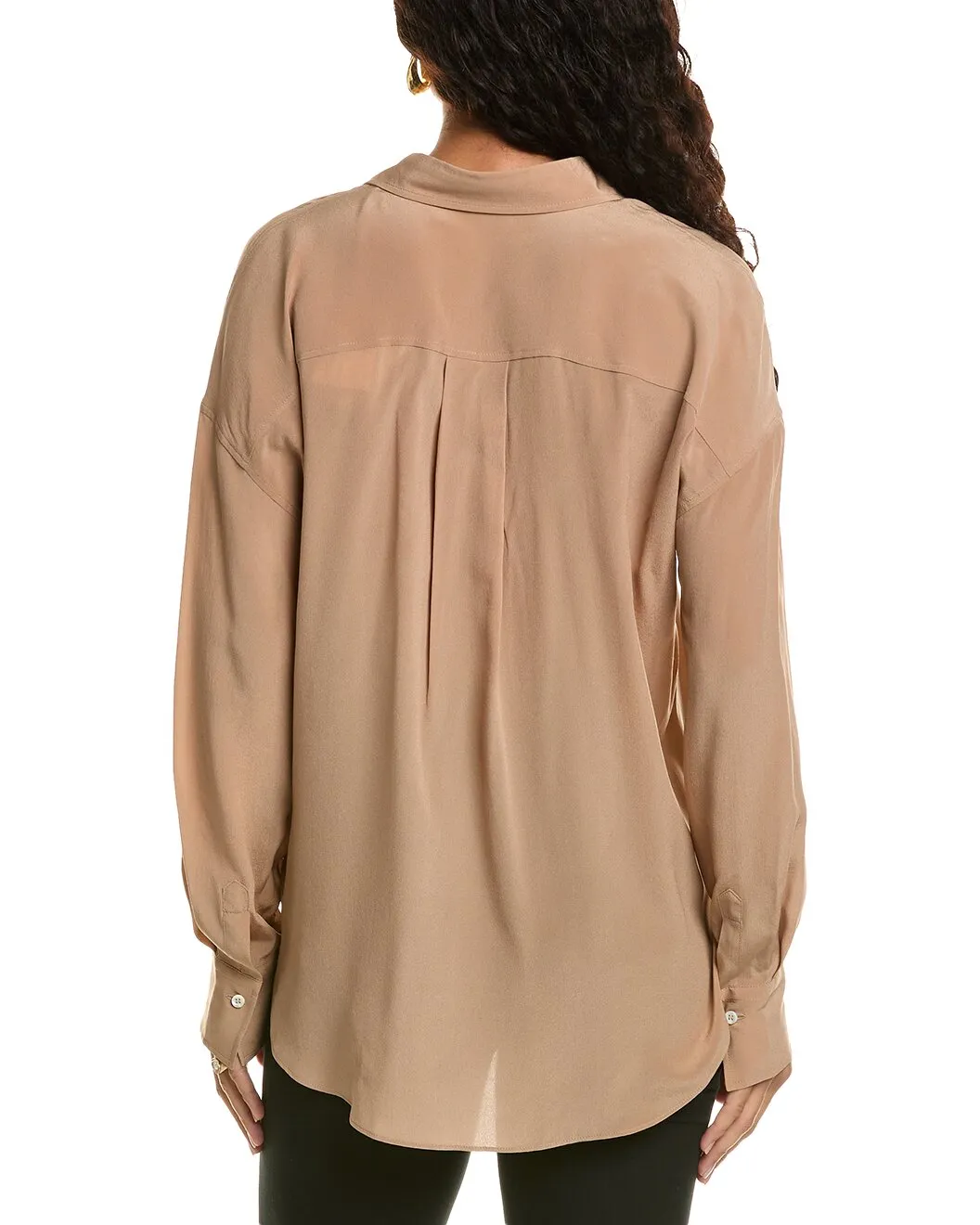 BRUNELLO CUCINELLI WOMEN'S ALMOND SILK RELAXED SHIRT sold by Lord & Taylor product image thumbnail 4