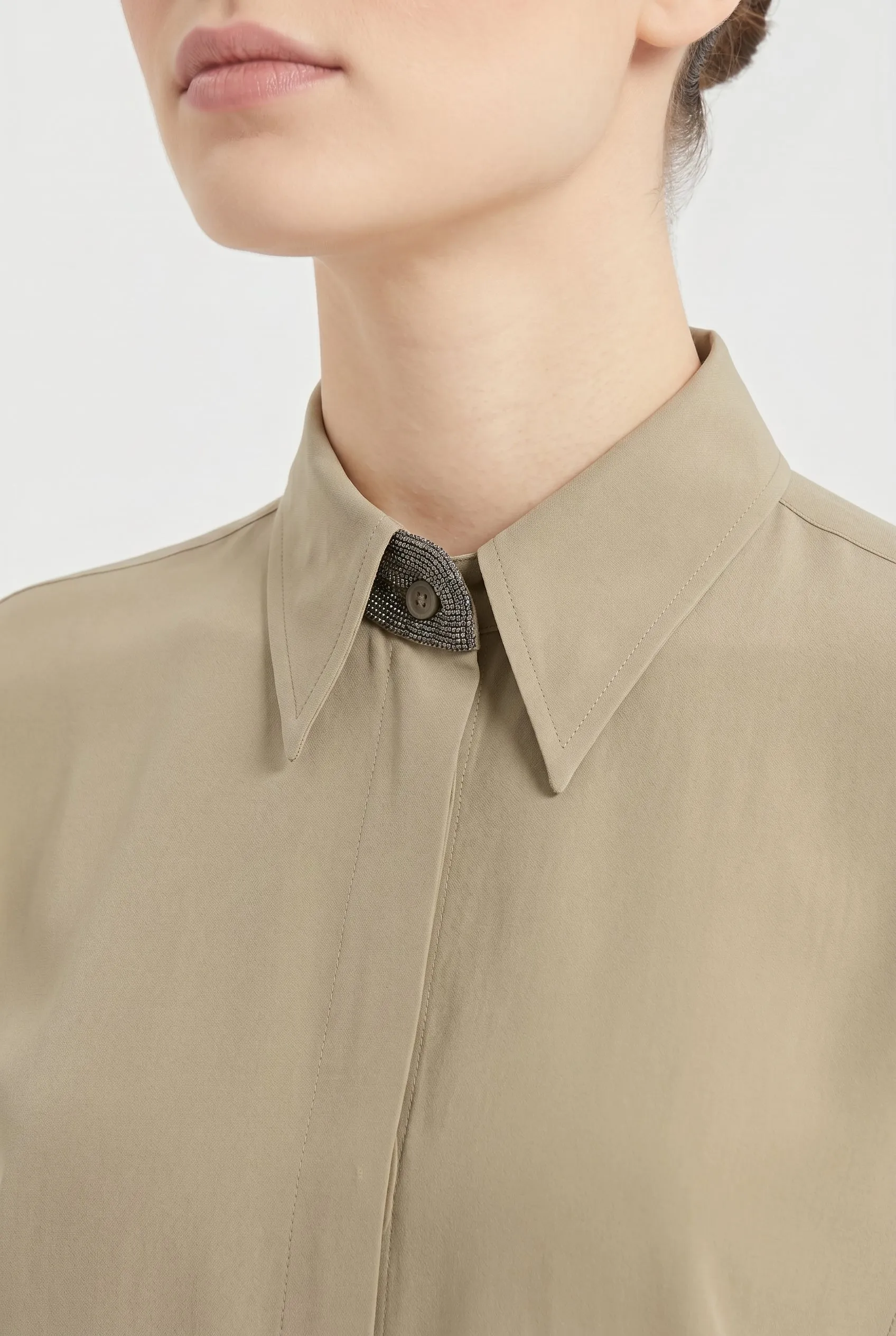 BRUNELLO CUCINELLI WOMEN'S LIGHT KHAKI SILK SHIRT sold by Lord & Taylor product image thumbnail 2