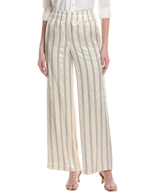BRUNELLO CUCINELLI WOMEN'S WARM WHITE STRIPED TROUSERS made by Brunello Cucinelli