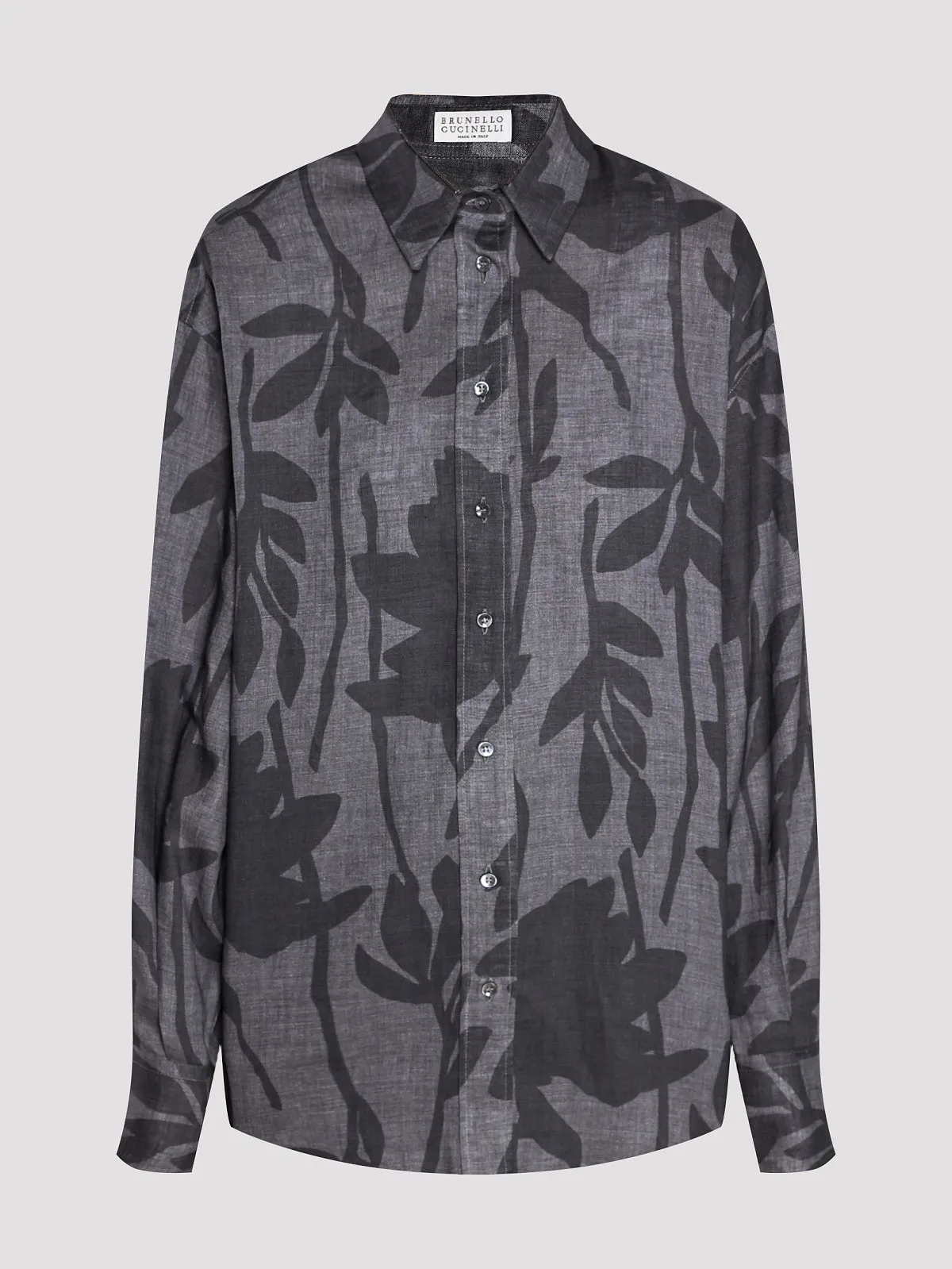 BRUNELLO CUCINELLI WOMEN'S GREY LINEN FLORAL SHIRT sold by Lord & Taylor product image thumbnail 4