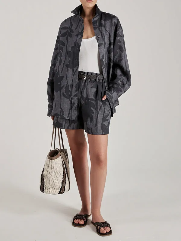 BRUNELLO CUCINELLI WOMEN'S GREY LINEN FLORAL SHIRT sold by Lord & Taylor product image thumbnail 5
