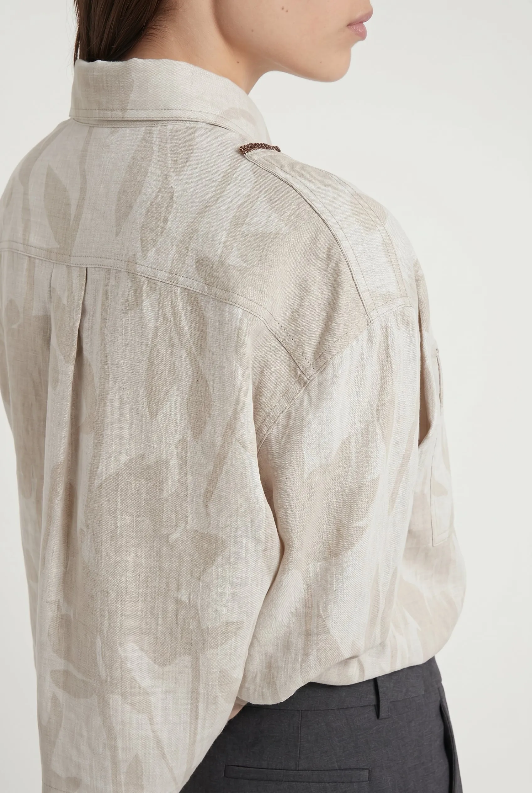 BRUNELLO CUCINELLI WOMEN'S LIGHT BEIGE LINEN BOXY SHIRT sold by Lord & Taylor product image thumbnail 3