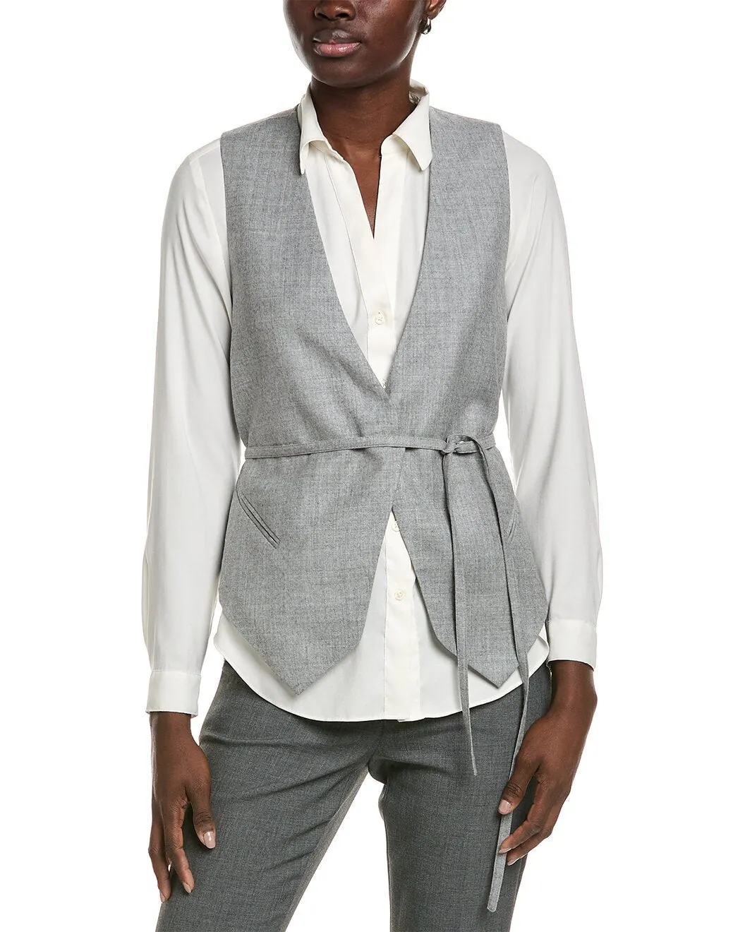 BRUNELLO CUCINELLI WOMEN'S LIGHT GREY WOOL VEST sold by Lord & Taylor product image thumbnail 5