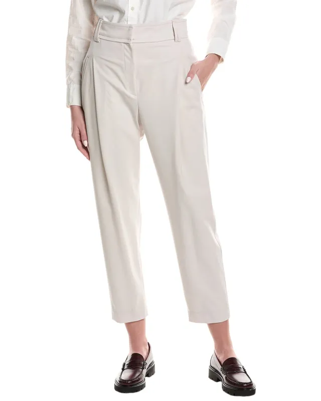 BRUNELLO CUCINELLI WOMEN'S OFF WHITE PLEATED TROUSERS made by Brunello Cucinelli