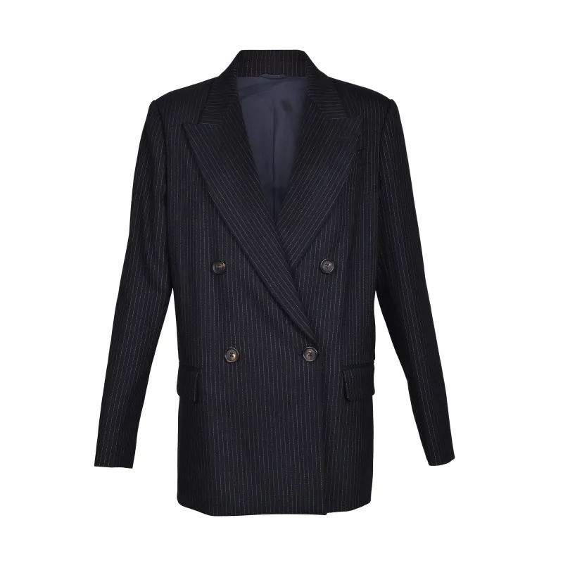 BRUNELLO CUCINELLI WOMEN'S NAVY VIRGIN WOOL BLAZER made by Brunello Cucinelli