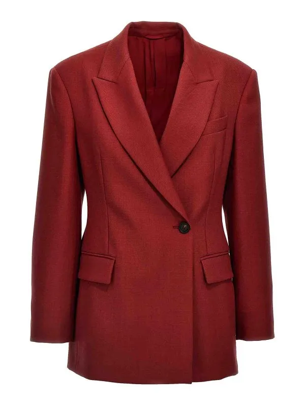 BRUNELLO CUCINELLI WOMEN'S RED WOOL TAILORED BLAZER made by Brunello Cucinelli