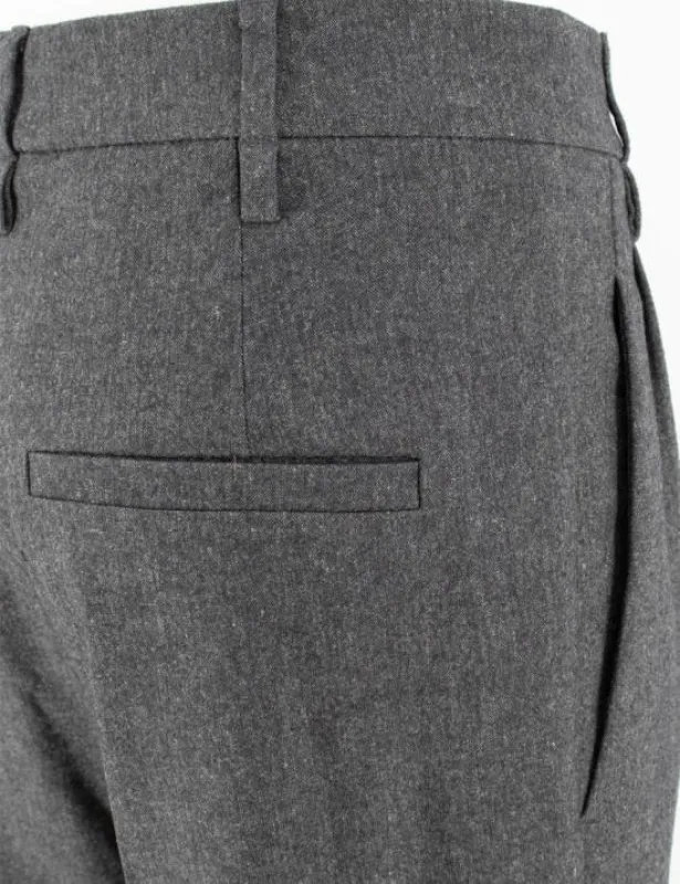 BRUNELLO CUCINELLI WOMEN'S DARK GREY WOOL TROUSERS made by Brunello Cucinelli