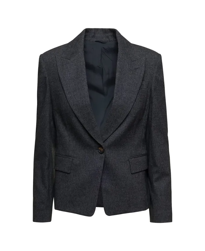 BRUNELLO CUCINELLI WOMEN'S DARK GREY WOOL BLAZER made by Brunello Cucinelli