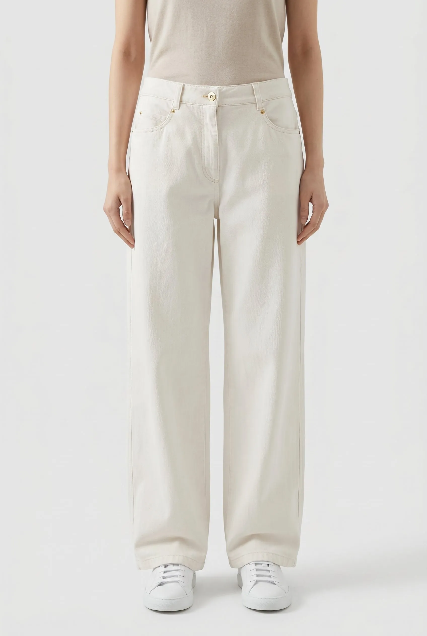 BRUNELLO CUCINELLI WOMEN'S OFF WHITE RELAXED COTTON TROUSERS sold by Lord & Taylor product image thumbnail 3