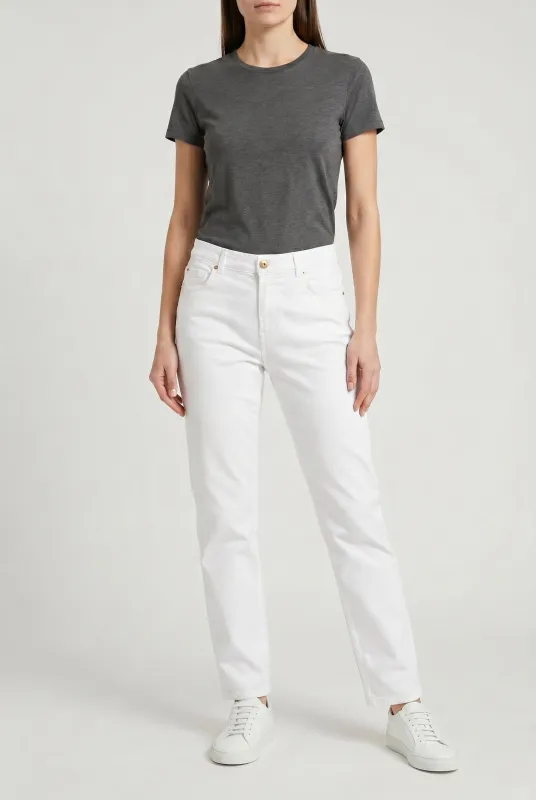 BRUNELLO CUCINELLI WOMEN'S WHITE STRAIGHT LEG TROUSERS made by Brunello Cucinelli