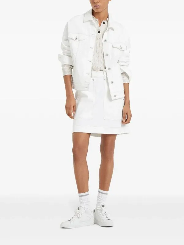 BRUNELLO CUCINELLI WOMEN'S WHITE COTTON STRAIGHT SKIRT sold by Lord & Taylor product image thumbnail 3