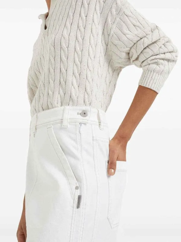 BRUNELLO CUCINELLI WOMEN'S WHITE COTTON STRAIGHT SKIRT sold by Lord & Taylor product image thumbnail 2