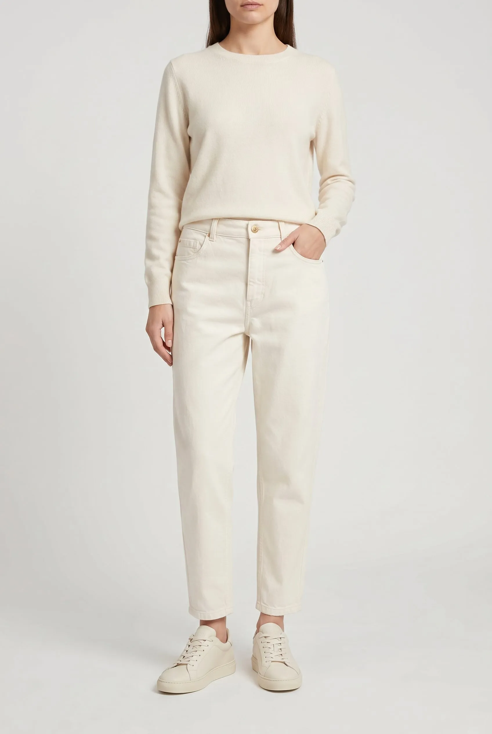 BRUNELLO CUCINELLI WOMEN'S OFF WHITE RELAXED COTTON TROUSERS sold by Lord & Taylor product image thumbnail 3