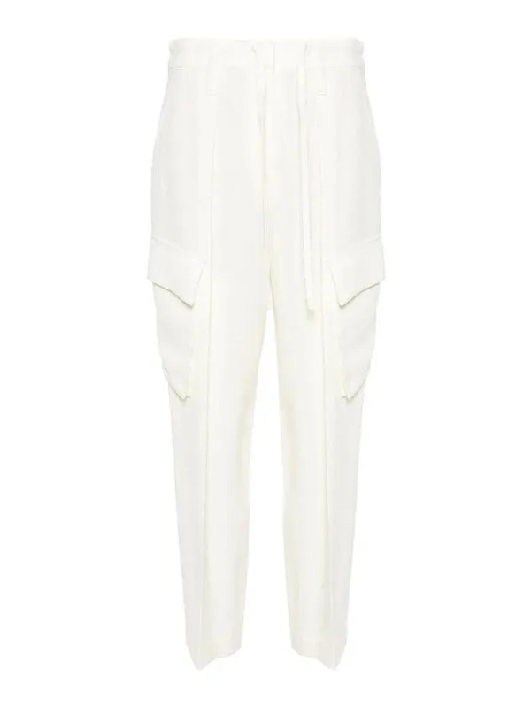 BRUNELLO CUCINELLI WOMEN'S NATURALE WOOL VISCOSE TAPERED TROUSERS made by Brunello Cucinelli
