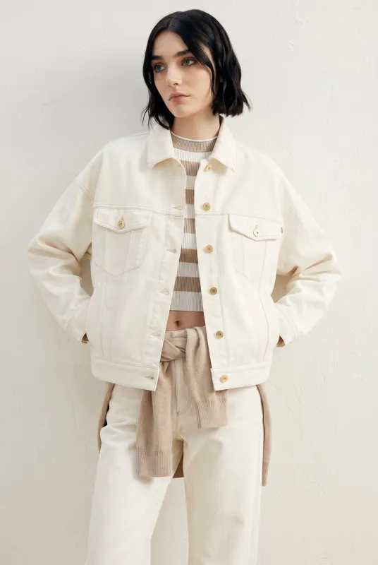 BRUNELLO CUCINELLI WOMEN'S OFF WHITE COTTON JACKET made by Brunello Cucinelli