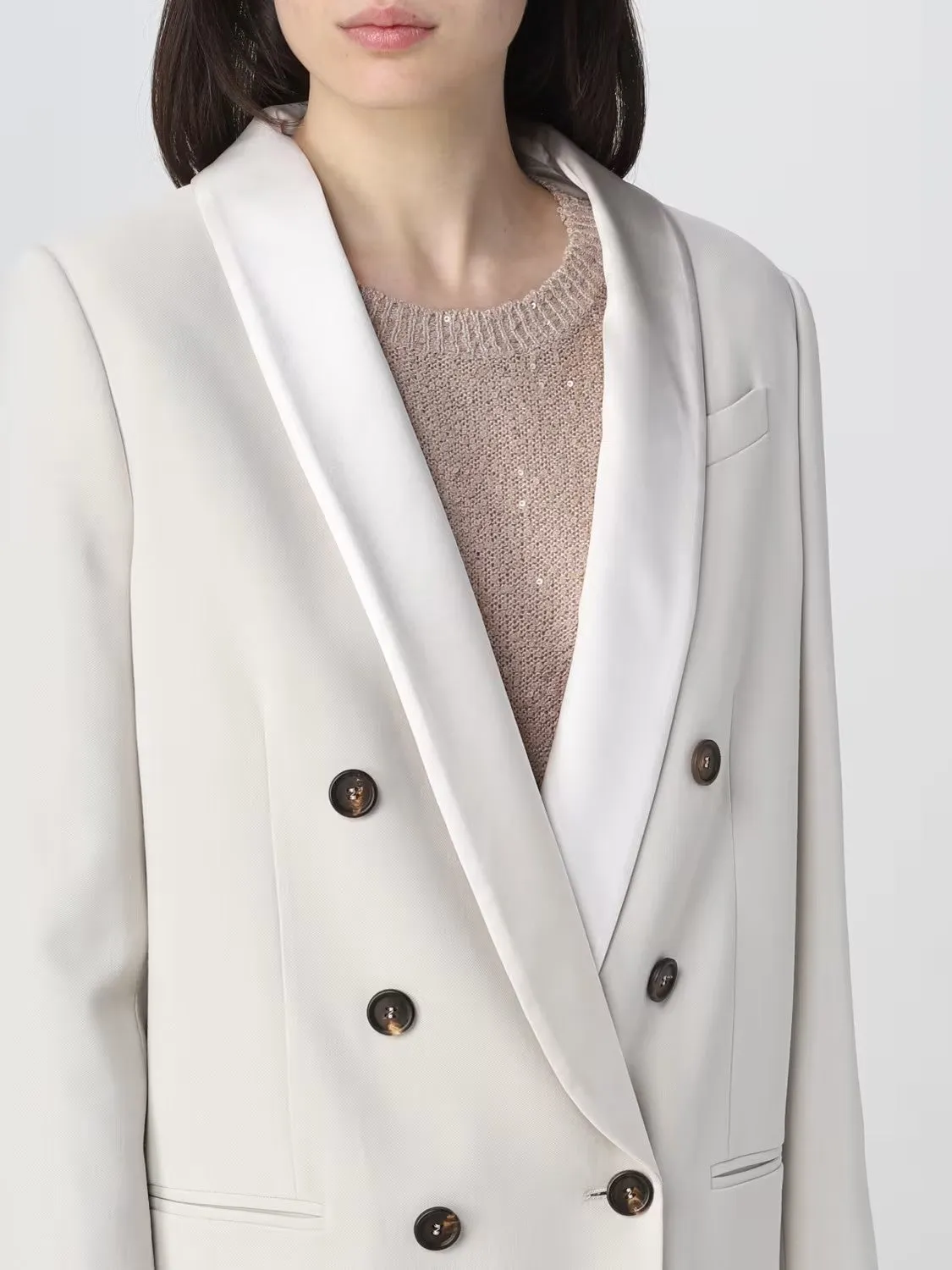 BRUNELLO CUCINELLI WOMEN'S OFF WHITE DOUBLE BREASTED BLAZER sold by Lord & Taylor product image thumbnail 3