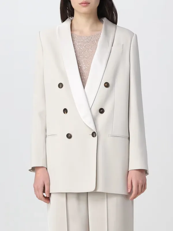 BRUNELLO CUCINELLI WOMEN'S OFF WHITE DOUBLE BREASTED BLAZER made by Brunello Cucinelli
