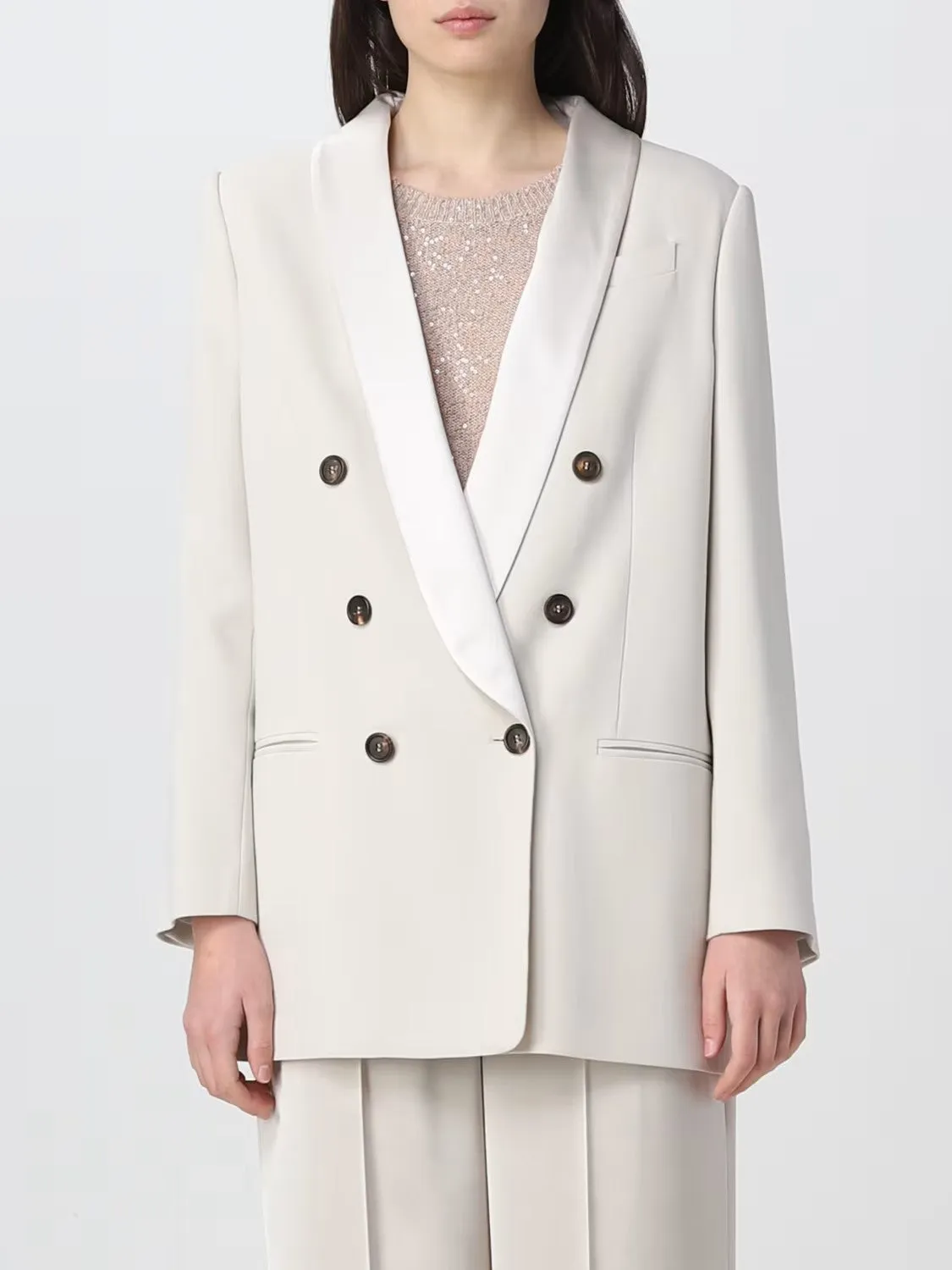 BRUNELLO CUCINELLI WOMEN'S OFF WHITE DOUBLE BREASTED BLAZER sold by Lord & Taylor product image thumbnail 4