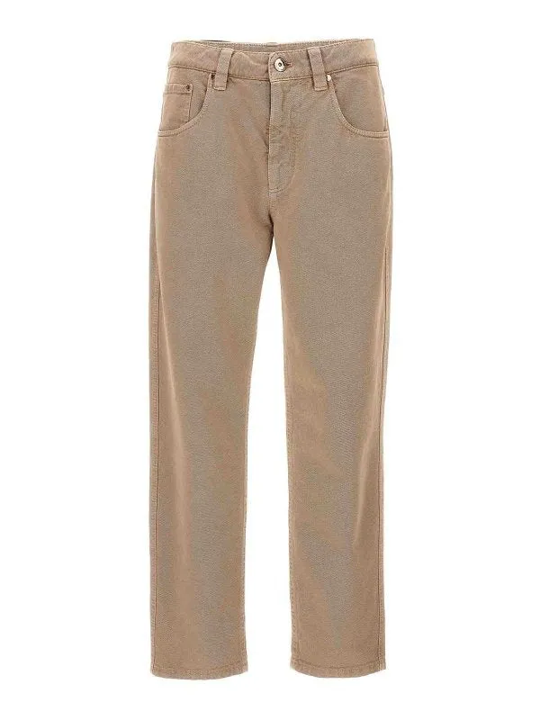 BRUNELLO CUCINELLI WOMEN'S COFFEE CREAM COTTON STRAIGHT TROUSERS sold by Lord & Taylor