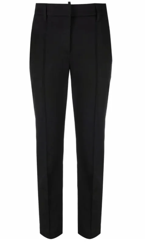 BRUNELLO CUCINELLI WOMEN'S BLACK COTTON TAILORED TROUSERS made by Brunello Cucinelli