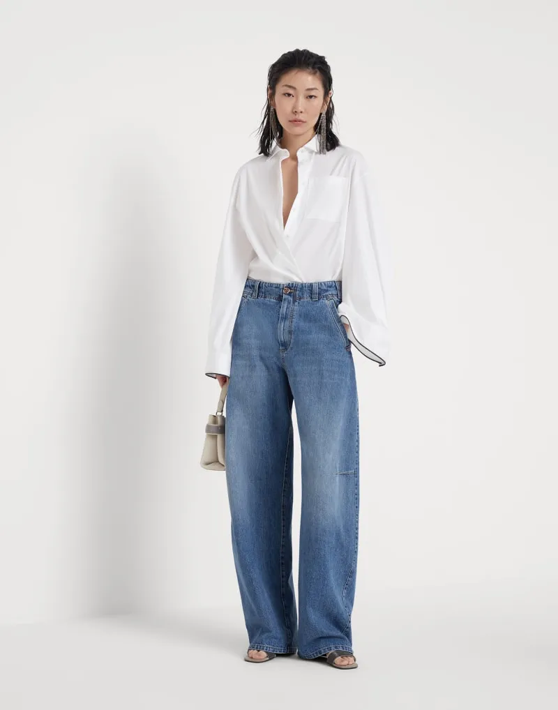 BRUNELLO CUCINELLI WOMEN'S BLUE WIDE LEG TROUSERS sold by Lord & Taylor product image thumbnail 4