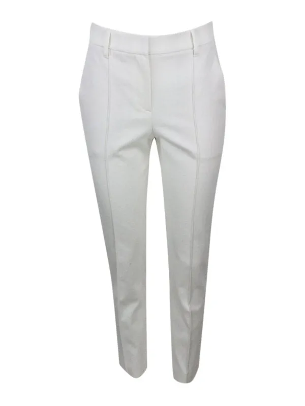 BRUNELLO CUCINELLI WOMEN'S OFF WHITE TAILORED SLIM TROUSERS made by Brunello Cucinelli