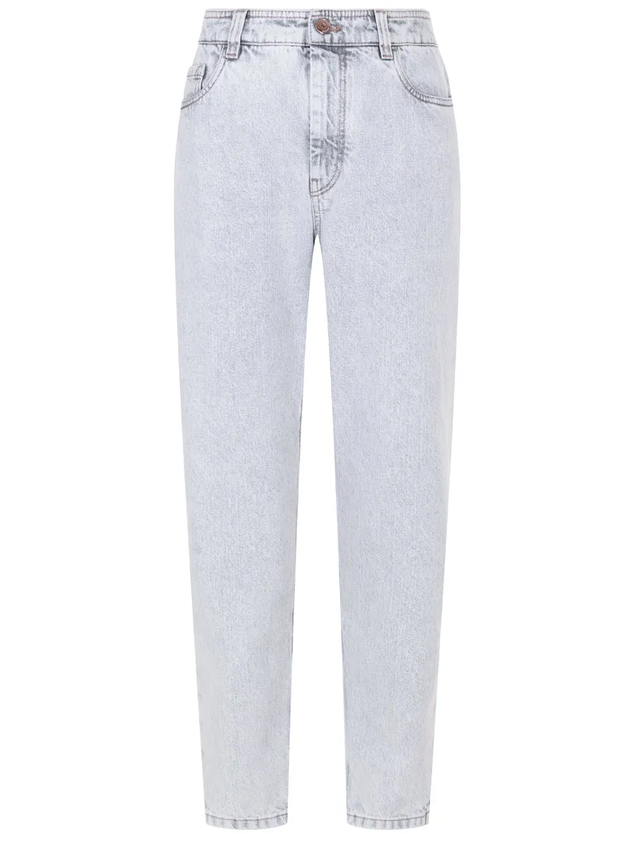 BRUNELLO CUCINELLI WOMEN'S STONE DENIM TAPERED TROUSERS sold by Lord & Taylor