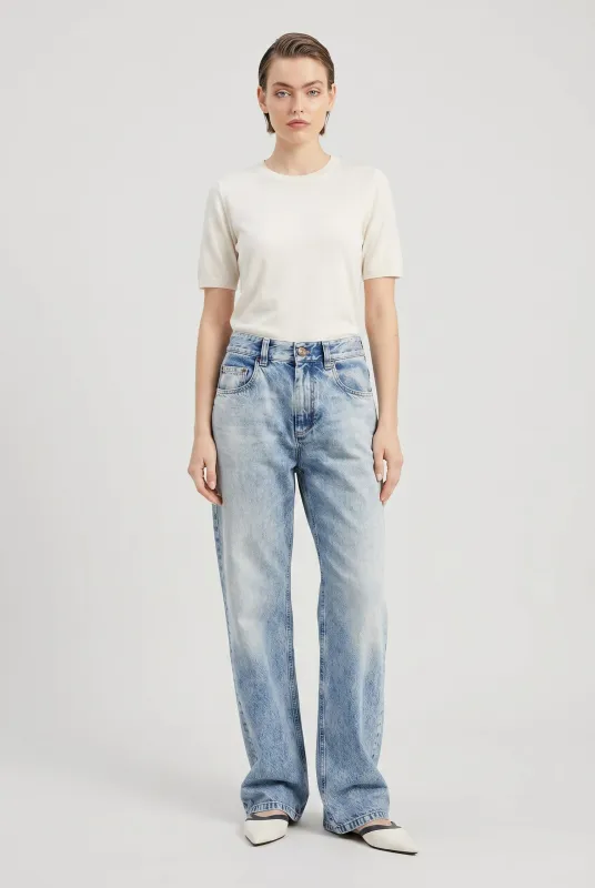 BRUNELLO CUCINELLI WOMEN'S LIGHT BLUE RELAXED TROUSERS made by Brunello Cucinelli