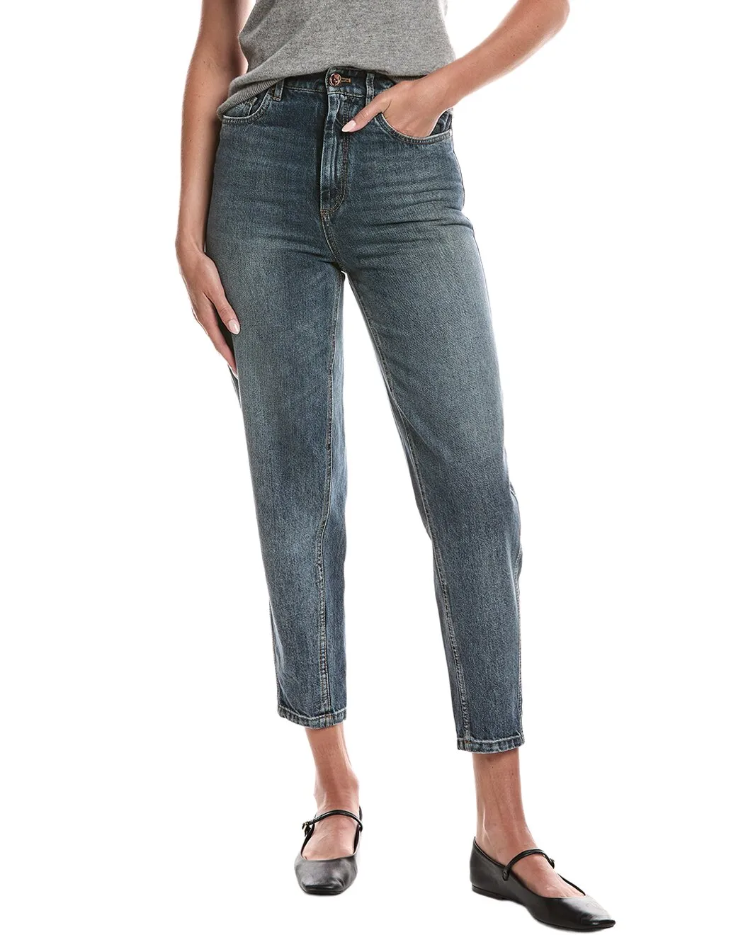 BRUNELLO CUCINELLI WOMEN'S MEDIUM BLUE DENIM TAPERED TROUSERS sold by Lord & Taylor product image thumbnail 5