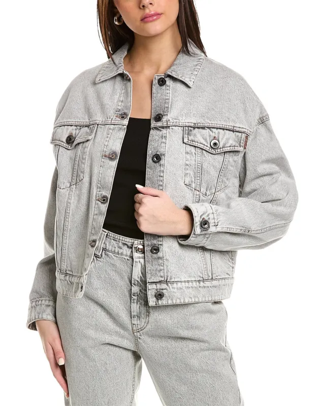 BRUNELLO CUCINELLI WOMEN'S LIGHT GREY DENIM JACKET made by Brunello Cucinelli