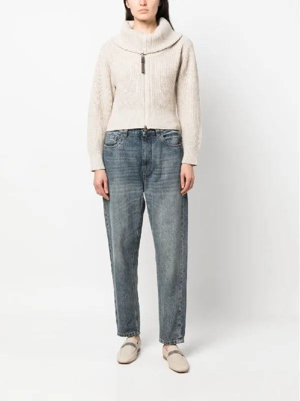 BRUNELLO CUCINELLI WOMEN'S BEIGE SILK WOOL ZIP SWEATER sold by Lord & Taylor product image thumbnail 5