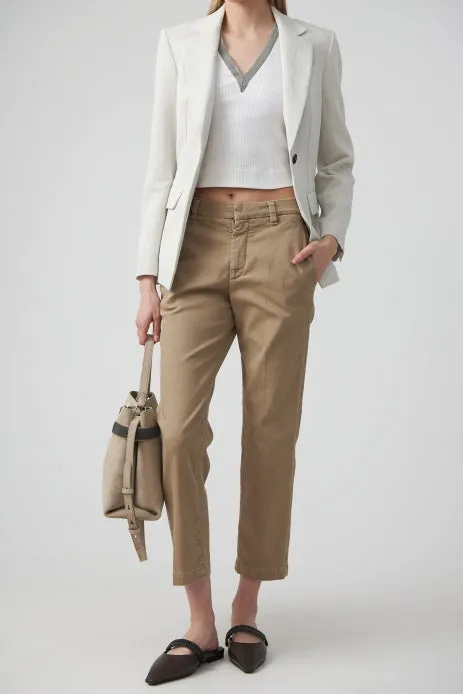 BRUNELLO CUCINELLI WOMEN'S LIGHT TAUPE COTTON STRAIGHT TROUSERS sold by Lord & Taylor