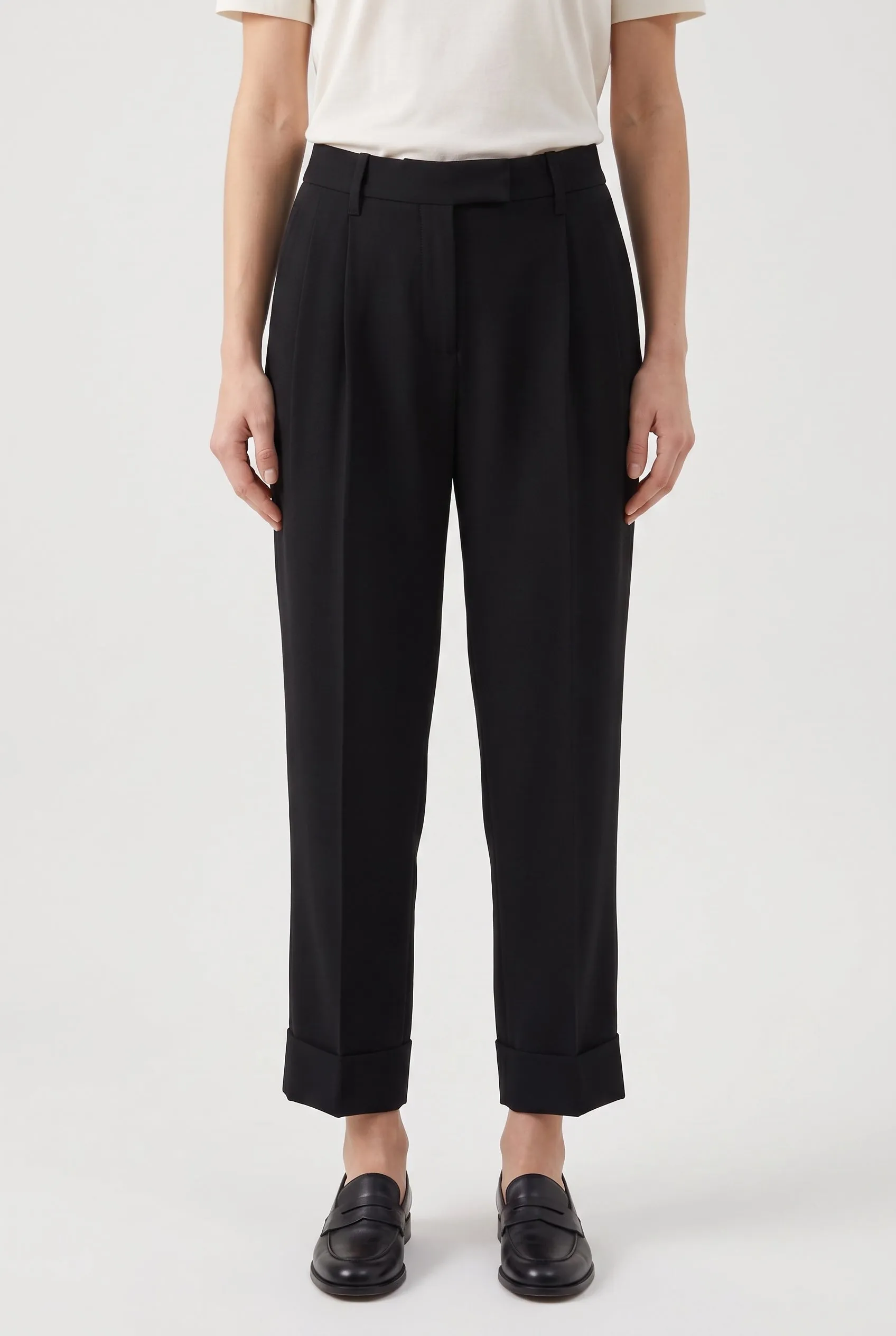 BRUNELLO CUCINELLI WOMEN'S BLACK ACETATE SILK BLEND TAPERED PANTS NWT sold by Lord & Taylor product image thumbnail 2