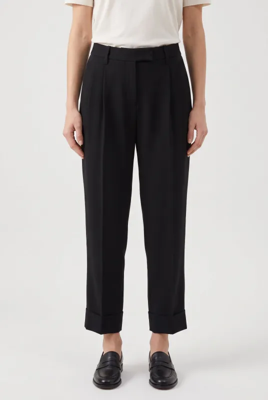 BRUNELLO CUCINELLI WOMEN'S BLACK ACETATE SILK BLEND TAPERED PANTS NWT made by Brunello Cucinelli