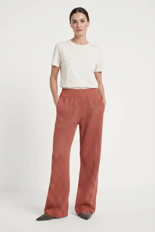 BRUNELLO CUCINELLI WOMEN'S RUST RELAXED KNIT TROUSERS made by Brunello Cucinelli