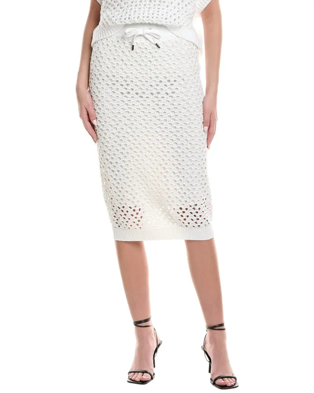 BRUNELLO CUCINELLI WOMEN'S WHITE CROCHET MIDI SKIRT made by Brunello Cucinelli
