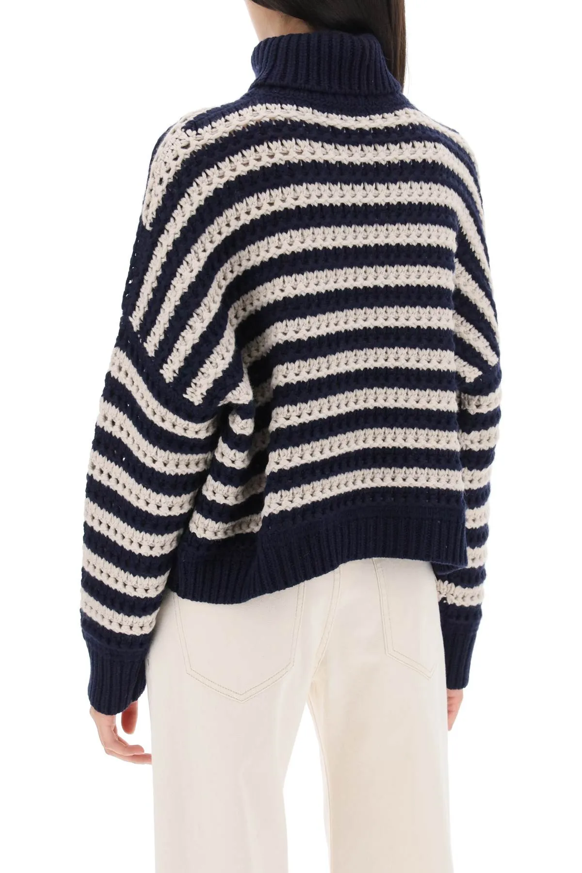 BRUNELLO CUCINELLI WOMEN'S NAVY STRIPED TURTLENECK KNIT SWEATER sold by Lord & Taylor product image thumbnail 5